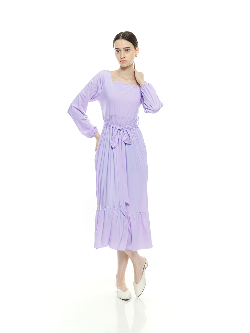 Winner Vogue Charvi Casual Dress - Gaun Wanita Lengan Panjang Tali di Perut