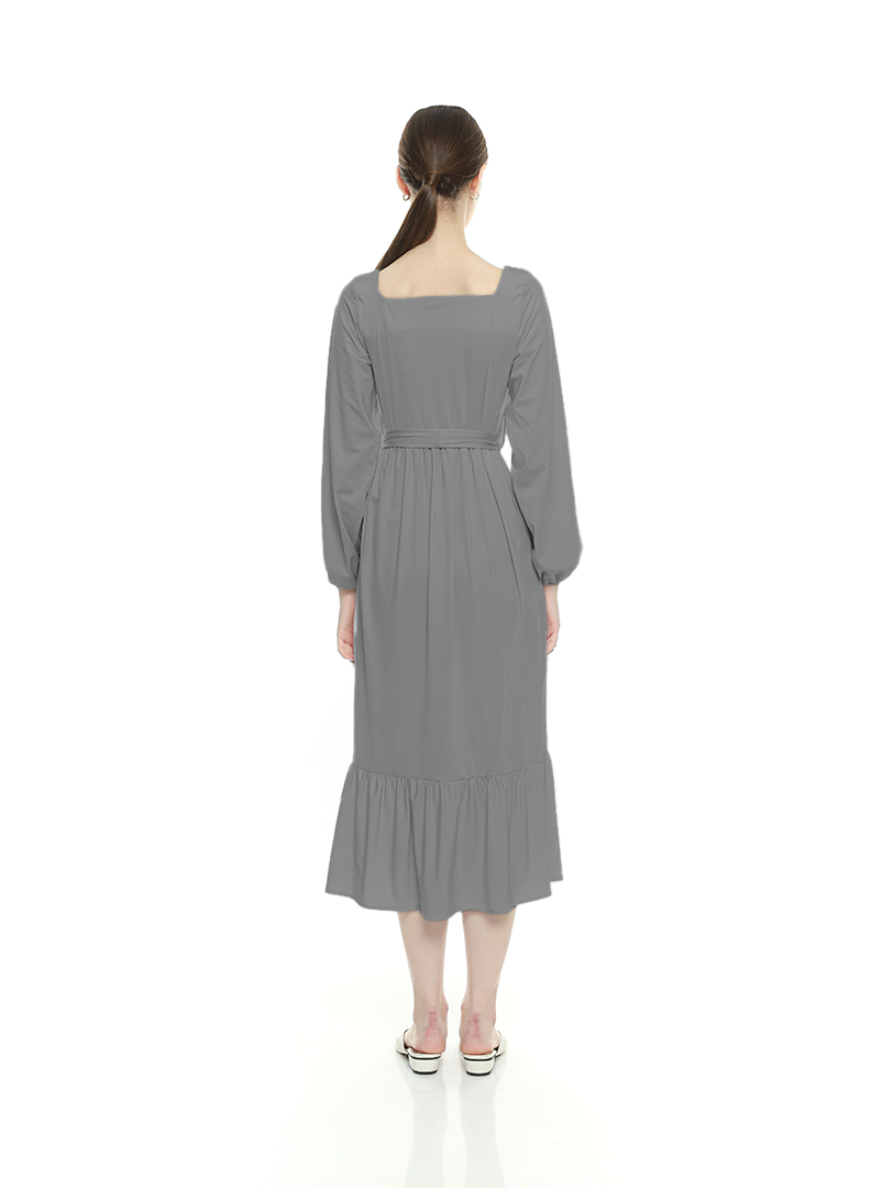Winner Vogue Charvi Casual Dress - Gaun Wanita Lengan Panjang Tali di Perut