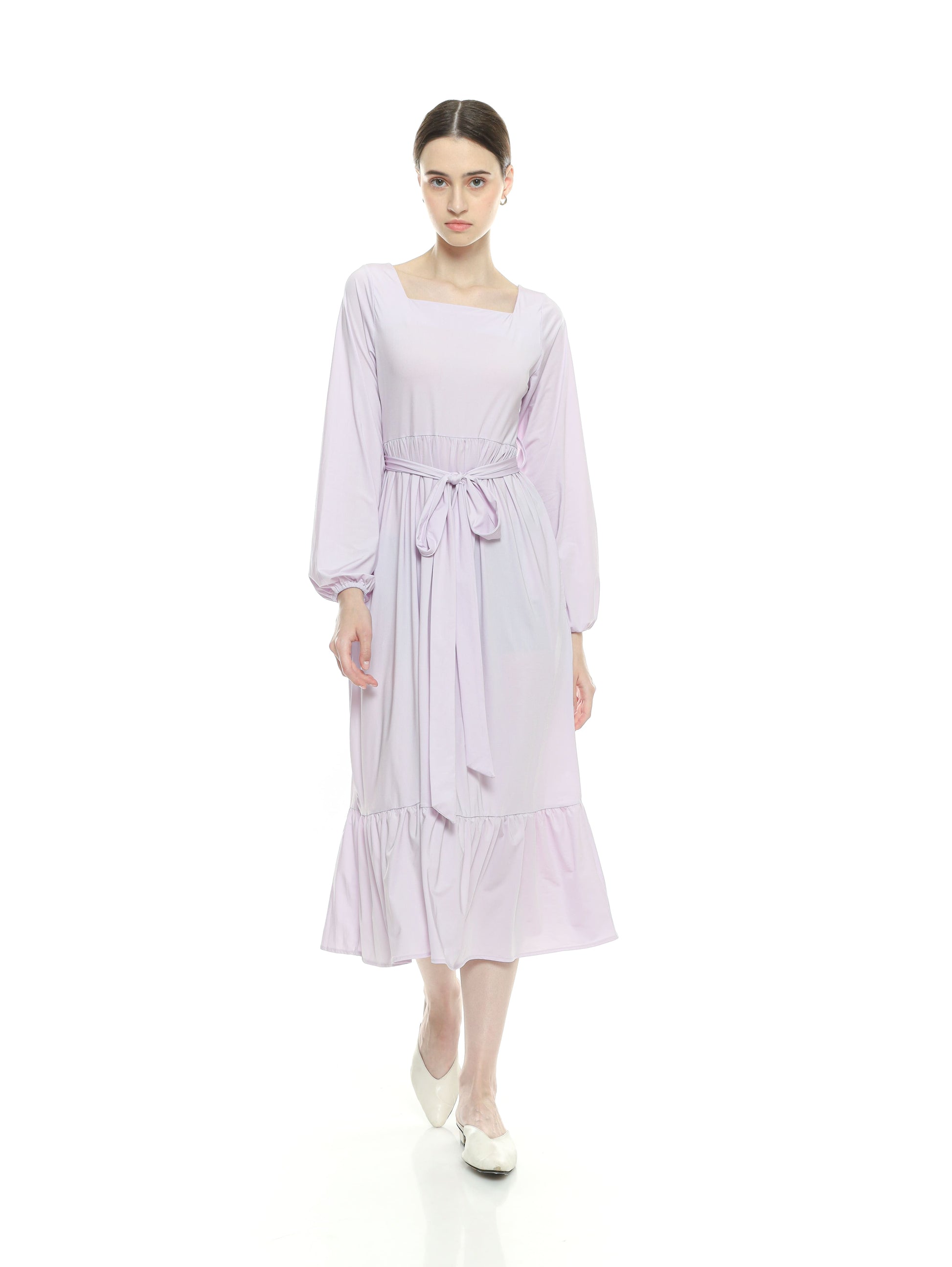Winner Vogue Charvi Casual Dress - Gaun Wanita Lengan Panjang Tali di Perut