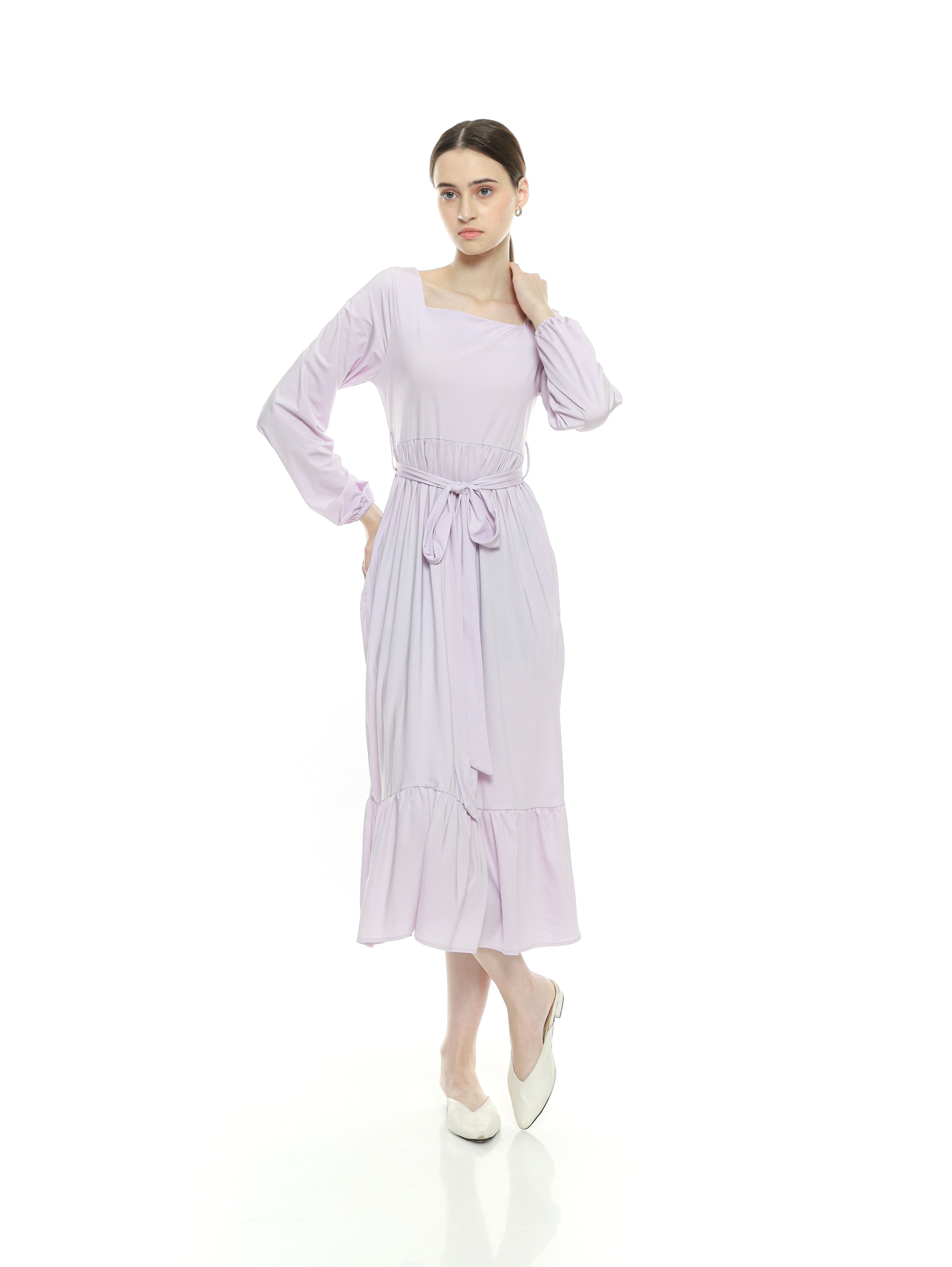 Winner Vogue Charvi Casual Dress - Gaun Wanita Lengan Panjang Tali di Perut
