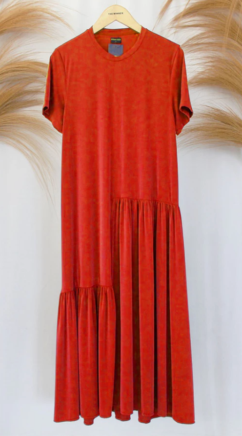 Ruby Dress Gaun Dress Panjang Wanita Lengan Pendek