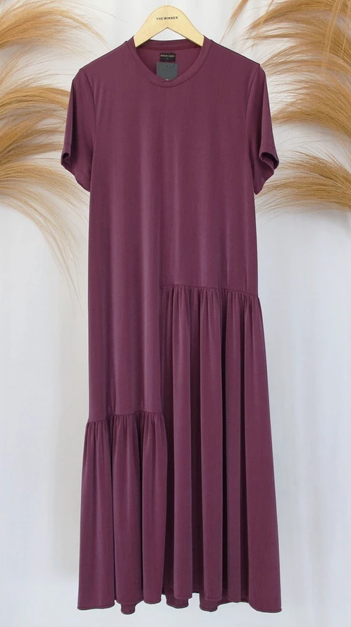 Ruby Dress Gaun Dress Panjang Wanita Lengan Pendek