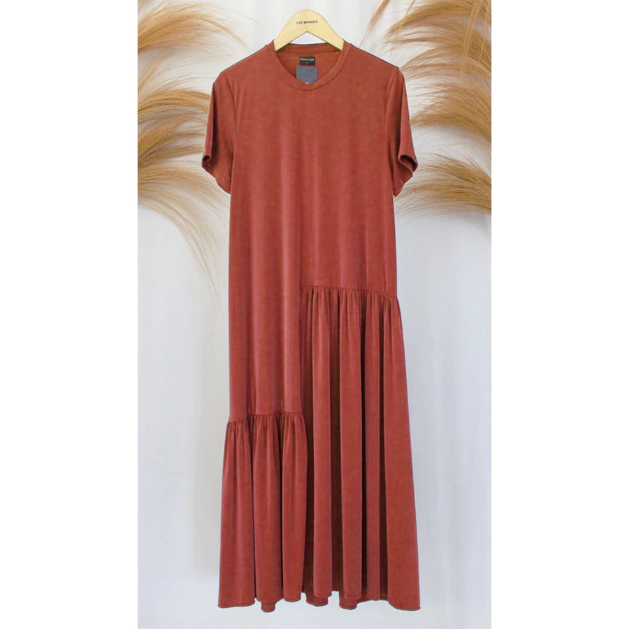 Ruby Dress Gaun Dress Panjang Wanita Lengan Pendek